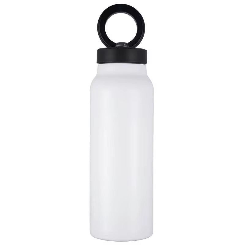 Bouteille d'eau magnétique avec couvercle, en acier inoxydable, pour le sport et la salle de gym, avec support de téléphone intégré, pour un mode de vie actif.