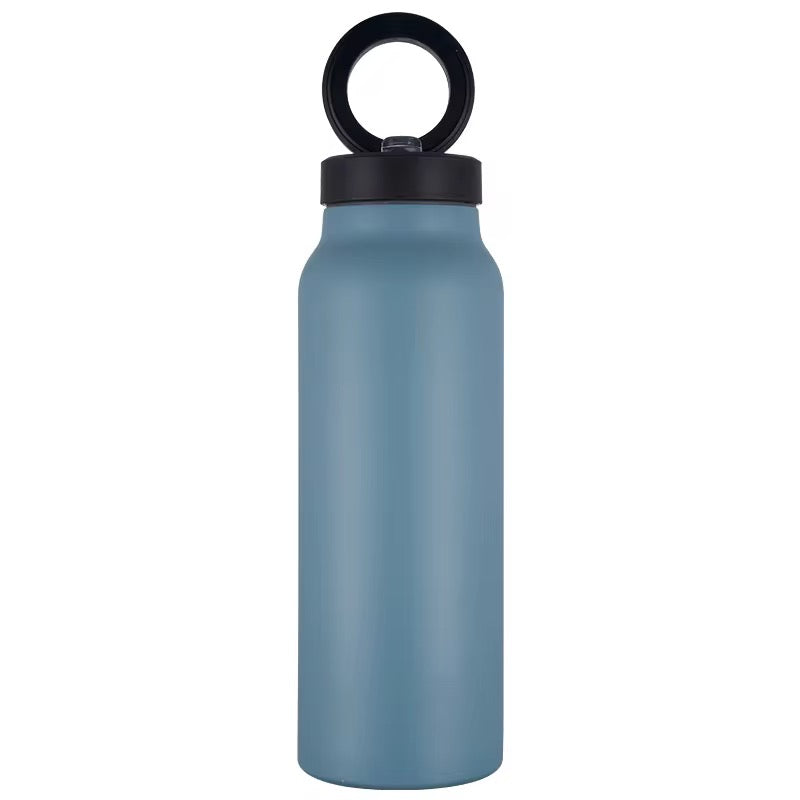 Bouteille d'eau magnétique avec couvercle, en acier inoxydable, pour le sport et la salle de gym, avec support de téléphone intégré, pour un mode de vie actif.