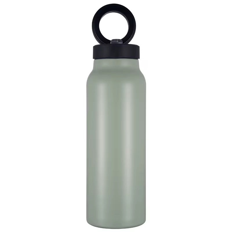 Bouteille d'eau magnétique avec couvercle, en acier inoxydable, pour le sport et la salle de gym, avec support de téléphone intégré, pour un mode de vie actif.