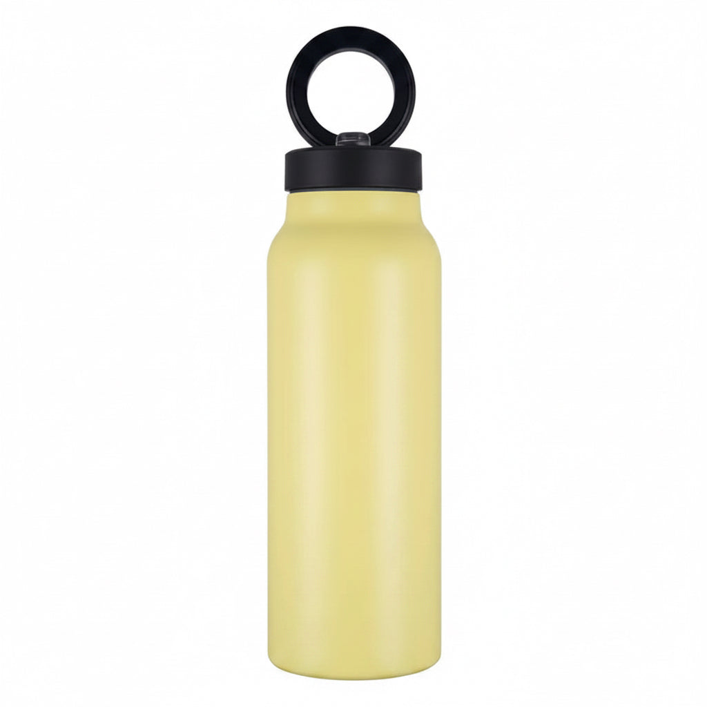 Bouteille d'eau magnétique avec couvercle, en acier inoxydable, pour le sport et la salle de gym, avec support de téléphone intégré, pour un mode de vie actif.