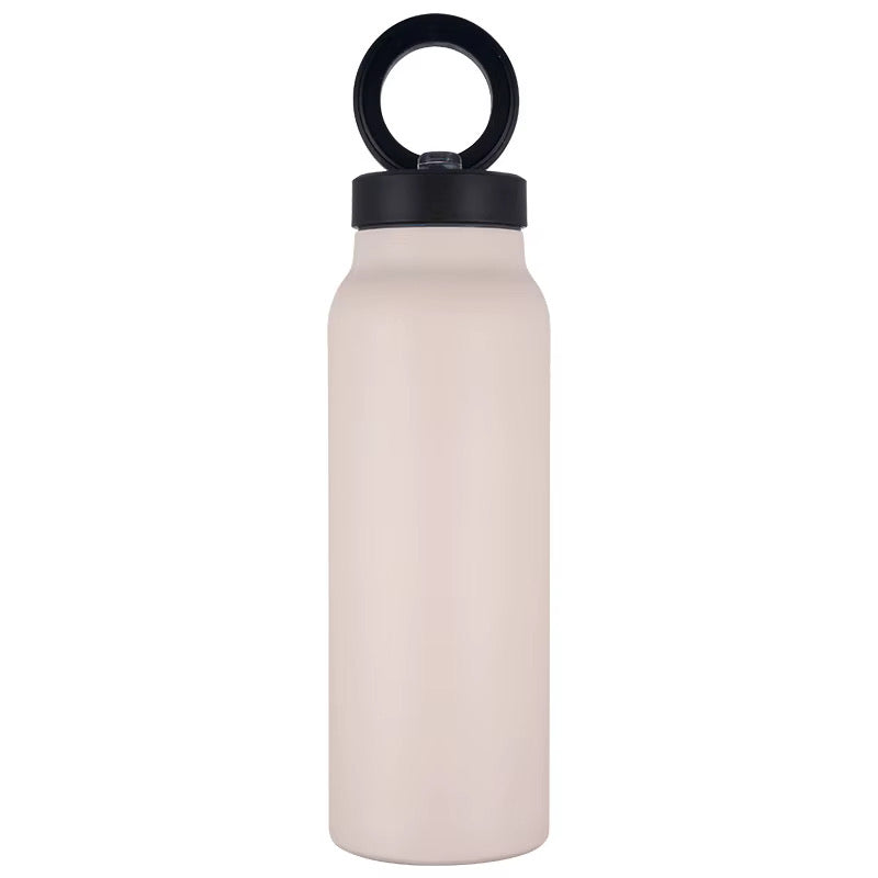 Bouteille d'eau magnétique avec couvercle, en acier inoxydable, pour le sport et la salle de gym, avec support de téléphone intégré, pour un mode de vie actif.